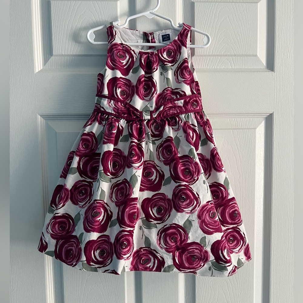 Janie and Jack Pink and White Floral Dress With Tulle